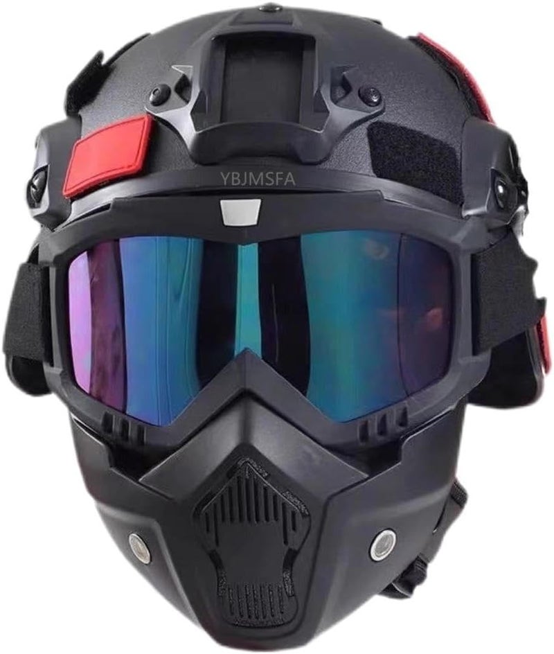 YBJMSFA MICH Airsoft Helmet and Mask Set,Airsoft Maskwith Detachable Anti-Fog Goggles Protective Full Face Tactical Mask for CS Airsoft Shooting Halloween Cosplay Cycling Party - Image 1